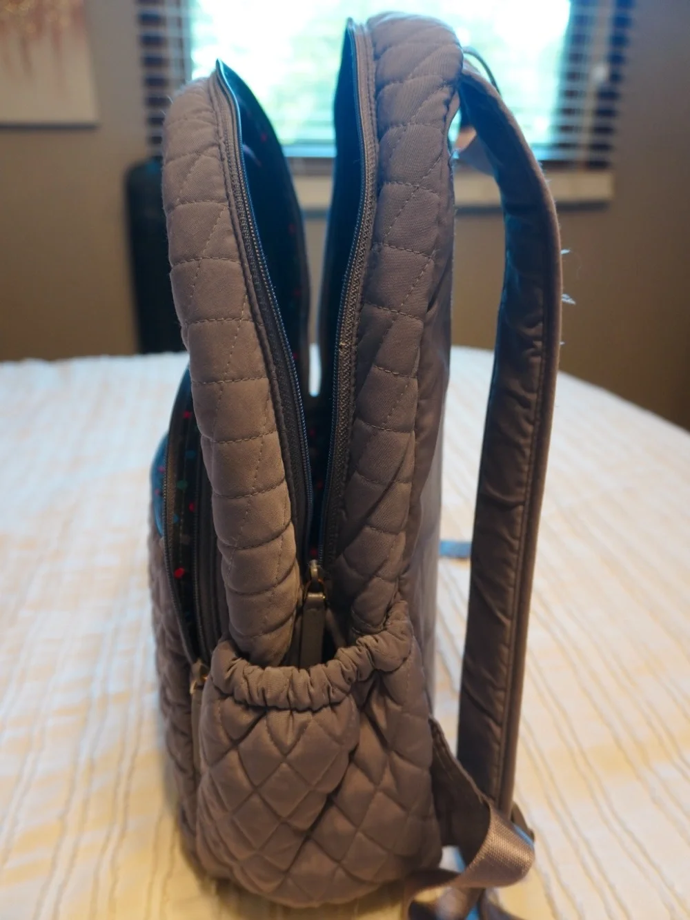 Vera Bradley Quilted Gray Backpack